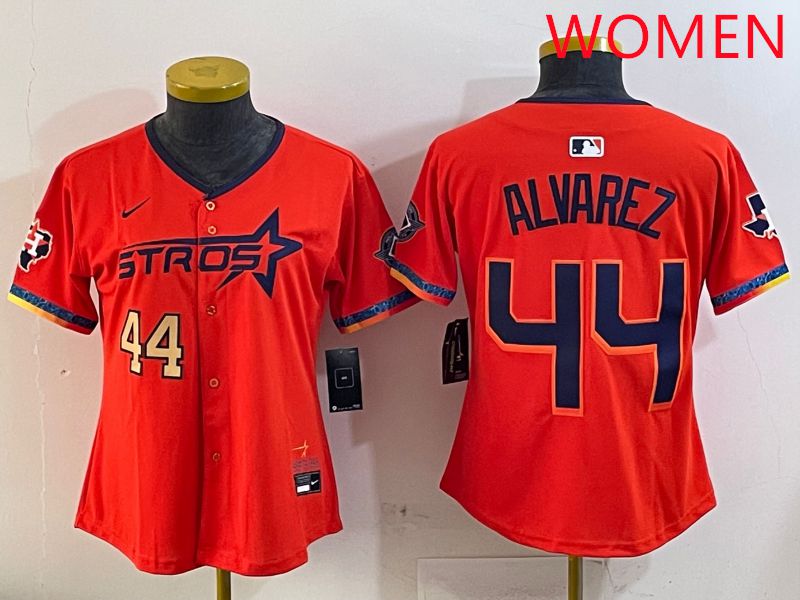 Women Houston Astros #44 Alvarez Orange Fourth generation Joint Name Nike 2025 MLB Jersey style 2->women mlb jersey->Women Jersey